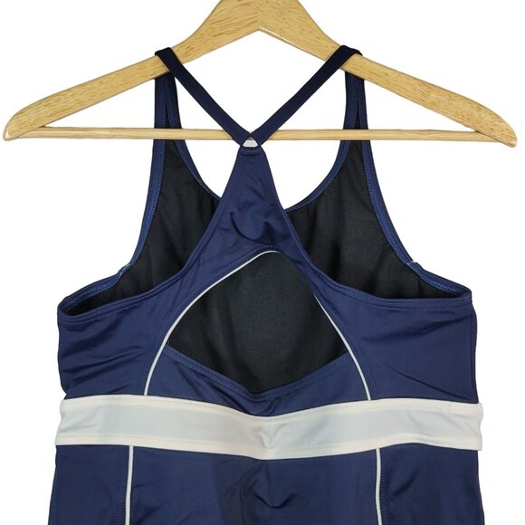 Lands' End Womens Tankini Blue Size 12 Shelf Bra Modest Scoop Neck Racerback - Picture 4 of 10